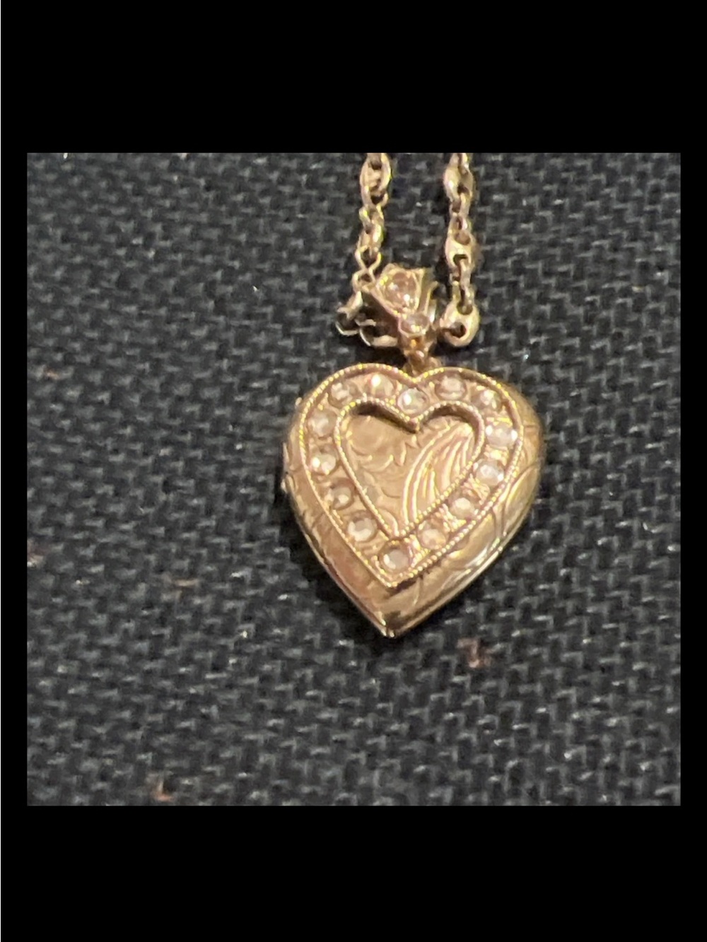 Sweet Romance Gold Heart Locket Necklace with Crystal Accents
